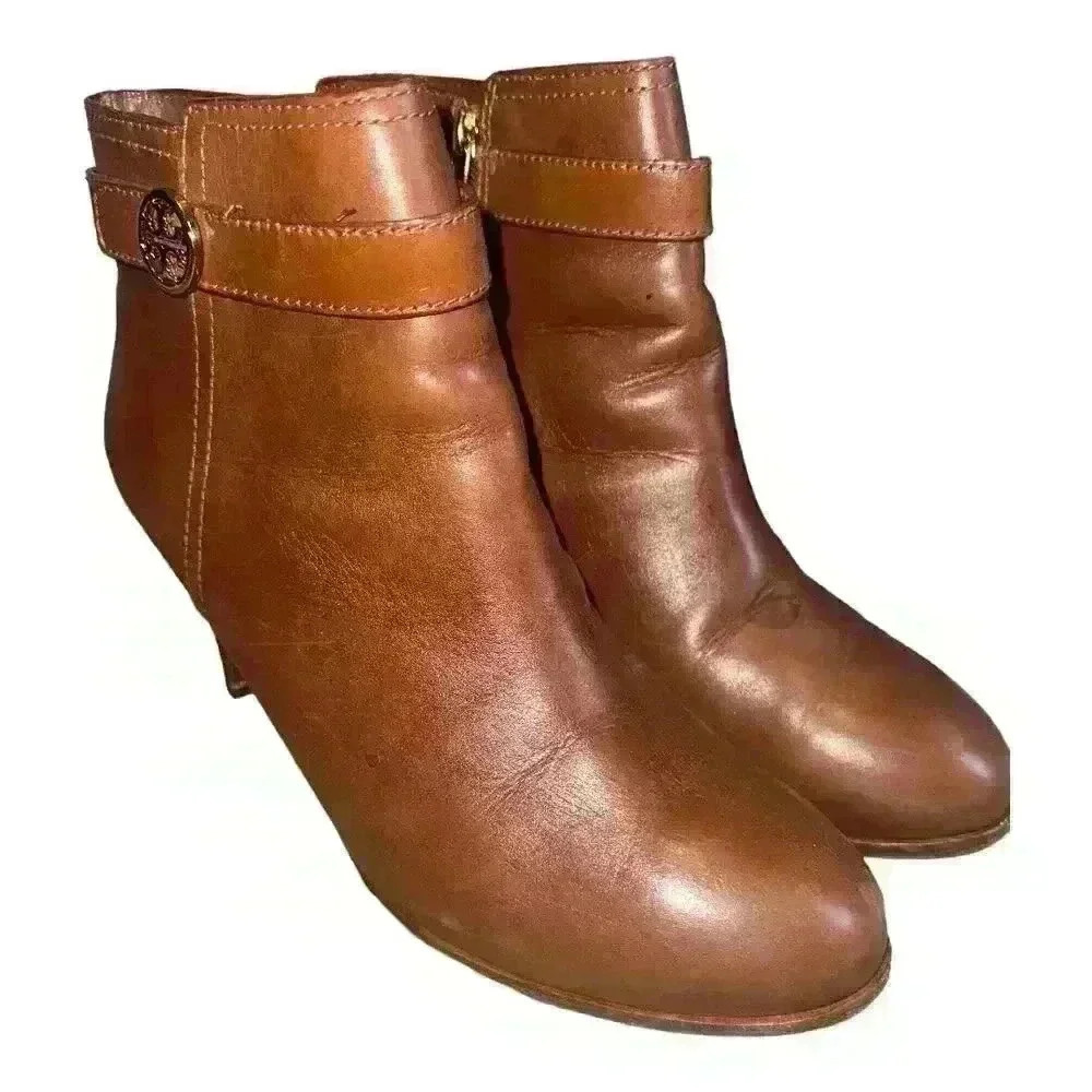 Tory Burch Brown Bristol High Heel Booties, Size‎ 10.5